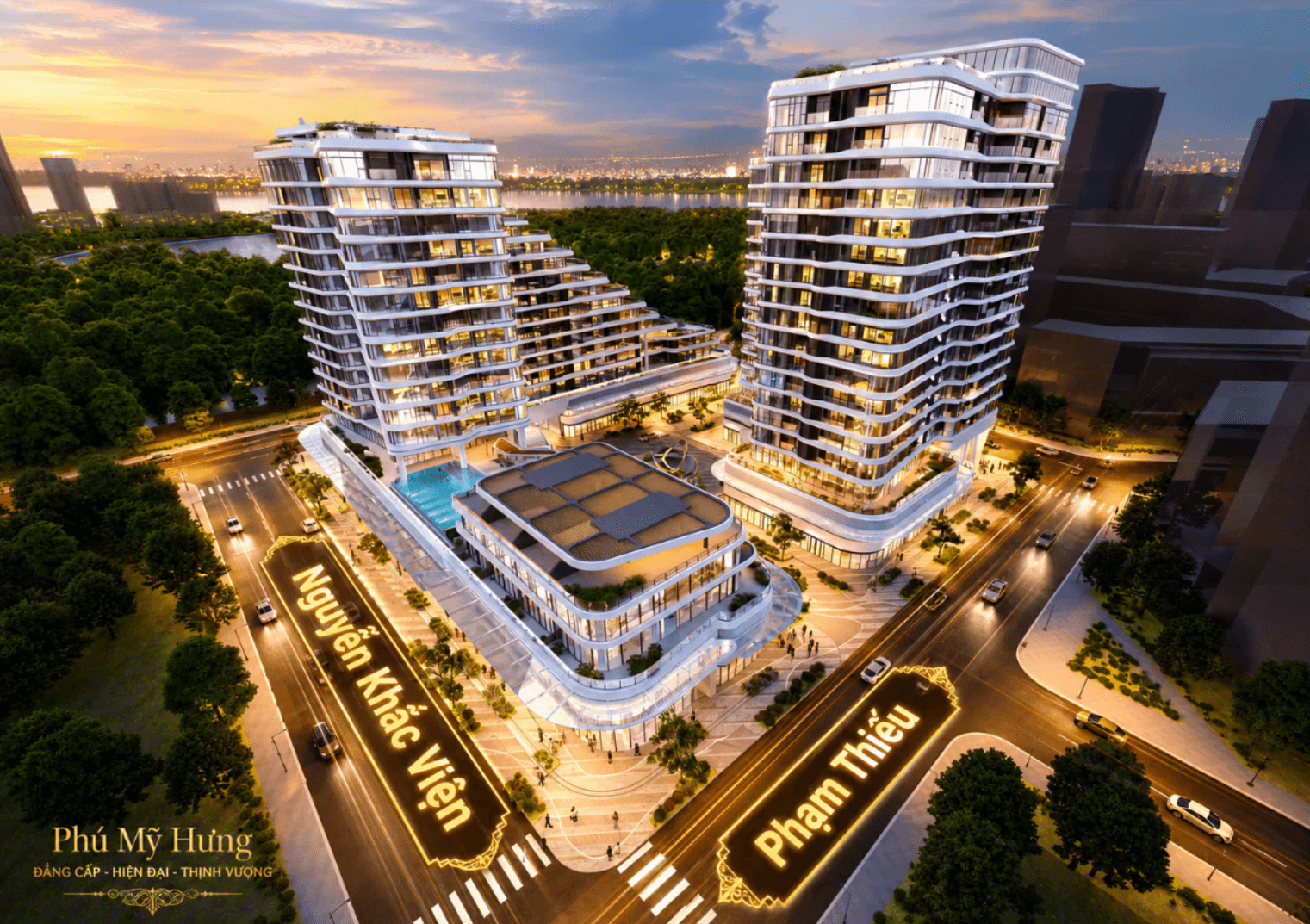 Phối cảnh tổng thể dự án Triton Crown tại Hồ Bán Nguyệt, Phú Mỹ Hưng